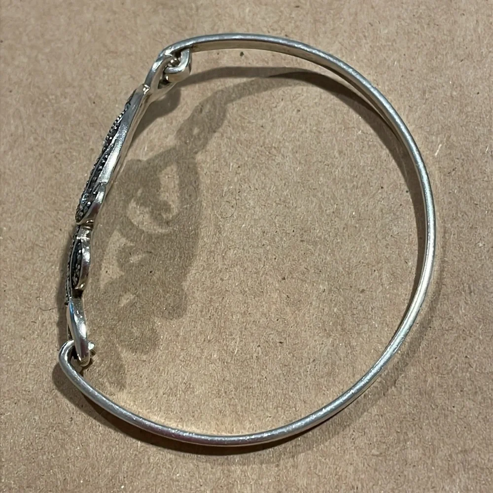 Vintage Suspicion 925 Sterling Silver & Marcasite Swirls Tension Bangle Bracelet